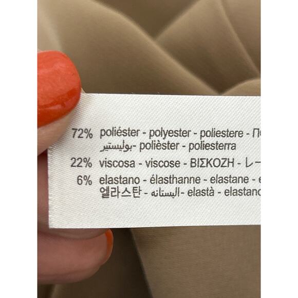 Zara Women’s L Khaki High Waisted Tapered Leg Zip Fly Dress Pants NEW - Picture 6 of 6